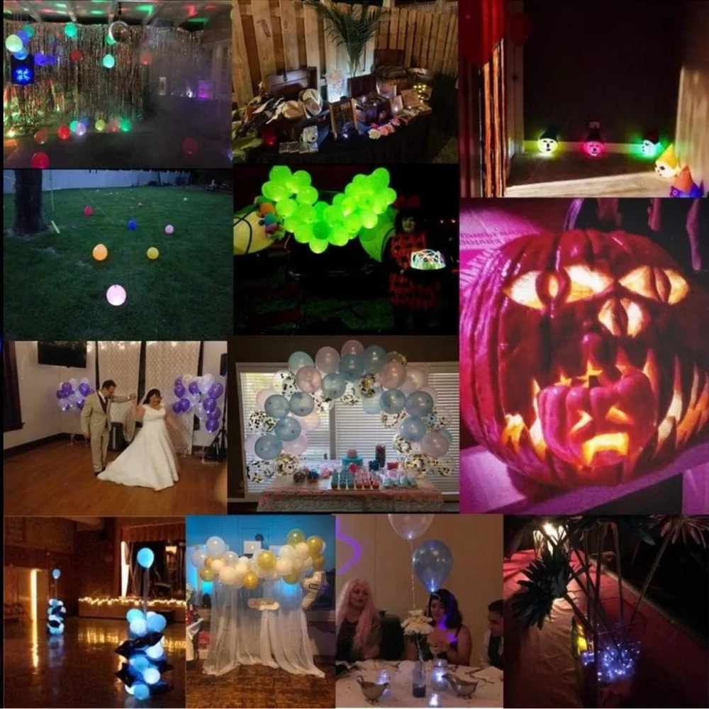 100Pcs Multicolor LED Balloon Lights, Waterproof Rainbow Flash Tiny Light Mini